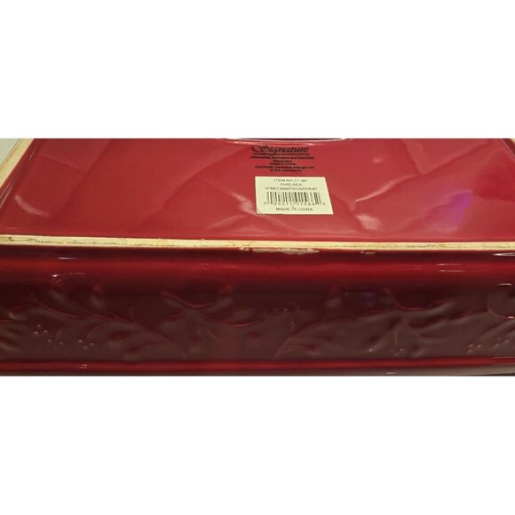 Signature Ceramics Ruby Red Bakeware Lot - Picture 9 of 11